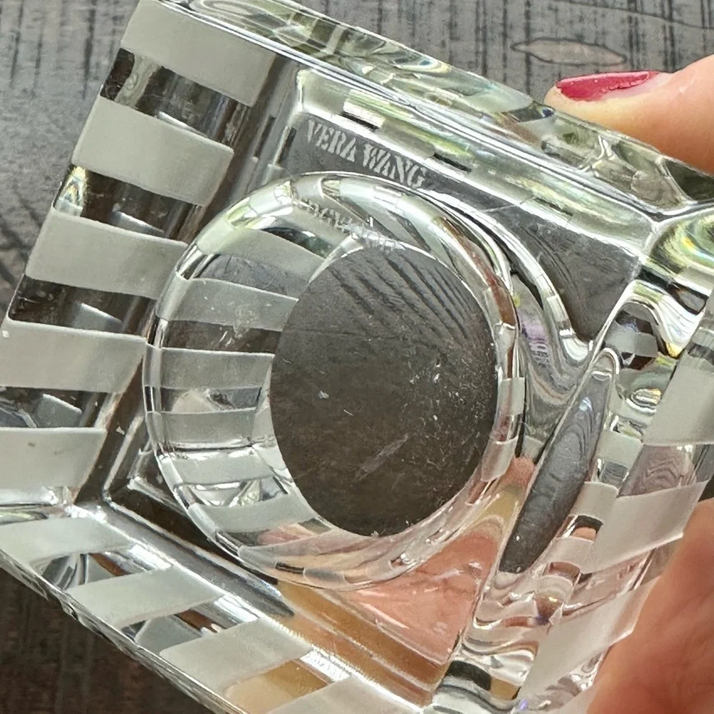 Vera Wang Wedgwood Vintage Crystal Votive Candle Holder 3.5” Modern Stripe